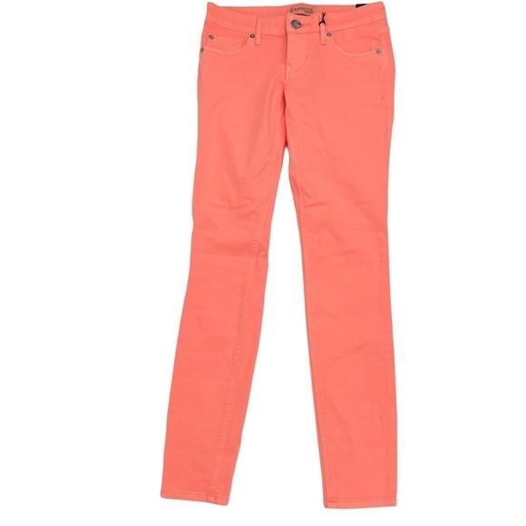 NWT Express Stella Regular Fit Low Rise Salmon Jeggings Size 0 Women’s - Picture 1 of 10